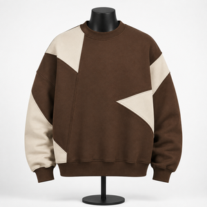 Sweat-shirt à col rond pour homme personnalisé, couleur unie, marron, sweat-shirt en molleton, fabricant OEM ODM en gros - Product Image 1
