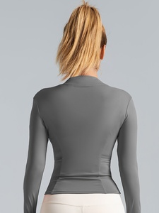 Womens Thumb Hole Yoga <b>Jacket</b> Stretch <b>Workout</b> Fitness Training Running Sports <b>Jacket</b> Custom Logo OEM ODM Private Label Factory - Product Image 2