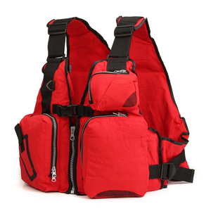 <b>Red</b> <b>Men's</b> Sporty <b>Vest</b> With Pockets Zipper Closure Waterproof Breathable Summer Outer Wear - Product Image 3