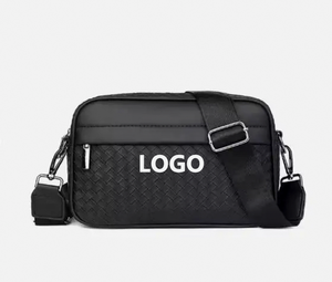 Sac bandoulière tendance en PU avec fermeture éclair antivol, sac à bandoulière portable pour homme, 7 pouces, toutes saisons, noir, logo personnalisé, haute qualité - Product Image 6