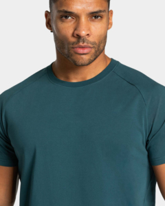 Camiseta Verde de Cuello Redondo para Hombre, Corte Regular, Manga Corta Raglán, Ropa Deportiva, ODM, 220 Gramos, Transpirable, Anti-Pilling, Estilo Urbano - Product Image 2