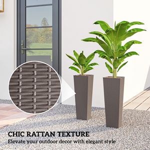 Lot de 2 pots de fleurs en plastique de 23,6 pouces pour plantes d'extérieur, avec 2 trous de drainage, couleur marron, pour acheteurs professionnels, hôtels, emballés en carton (lot de 2) - Product Image 5