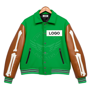 Amirys <b>Light</b> Black Men's Canvas Varsity <b>Jacket</b> Chenille Embroidery Logo Custom Leather Sleeves Baseball Bomber Style <b>Waterproof</b> - Product Image 1