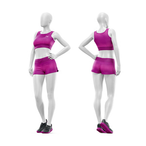 Conjunto Deportivo de Dos Piezas para Mujer, Talla Grande, Ligero, Ecológico, Transpirable, con Elasticidad en Cuatro Direcciones, para Yoga y Fitness, con Sujetador y Pantalones Cortos - Product Image 6