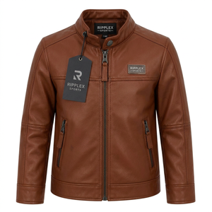 Veste en cuir légère pour enfants, conçue pour le confort, la chaleur, la flexibilité de mouvement et les aventures quotidiennes élégantes pour les jeunes enfants. - Product Image 4