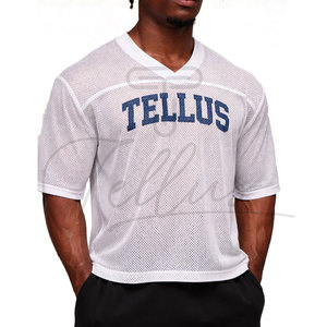 Camisetas de malla de alta calidad, estilo oversize y corte holgado, con cuello en V, para hombre, estilo urbano, jersey de malla, camisetas de malla oversize y corte holgado. - Product Image 3