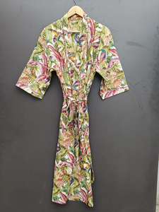 Bata Kimono de Algodón Suave con Estampado de Dibujos Animados para Mujer, Camisón de Verano Hecho a Mano ODM con Cuello en V y Cintura Elástica de Longitud Completa - Product Image 2
