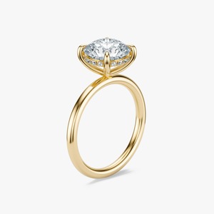 แหวนหมั้นทองคำขาว 14K ประดับเพชรทรงกลมเจียระไนแบบบริลเลียนท์ 2 กะรัต เพชรเลี้ยงในห้องปฏิบัติการ พร้อมวงแหวนรอบเพชรแบบซ่อน ดีไซน์หรูหราสำหรับผู้หญิง เครื่องประดับเจ้าสาวสั่งทำพิเศษ - Product Image 2