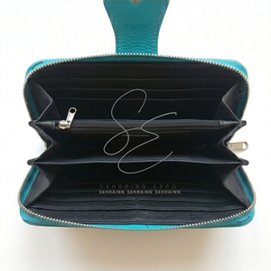 Turquoise Carved Genuine Leather <b>Wristlet</b> Women Western Cowgirl Style Zippered Clutch Hair On Hide Evening Purses Chic Wallets - Product Image 5
