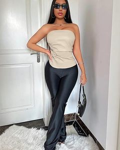 Top de Cuero Personalizado con Logotipo para Mujer, Chaleco Corto sin Mangas de Cuero PU, Ropa de Moda, Fabricante OEM, Proveedor Mayorista - Product Image 4