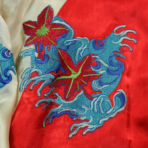 Chaqueta de Lona Sukajan con Diseño de Tatuaje Japonés Clásico en Color Naranja Pop, Carpa Koi Ascendente, Ola de Hokusai, Servicio OEM Personalizado - Product Image 5