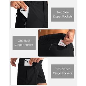 Shorts de randonnée à séchage rapide pour hommes, shorts de sport légers et imperméables pour activités de plein air avec poches zippées - Product Image 4