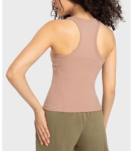Camisetas sin mangas de algodón orgánico sólido con logotipo personalizado al por mayor, camiseta blanca para mujer - Product Image 6