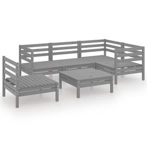 Ensemble de salon de jardin modulaire moyen en pin massif gris - Product Image 2