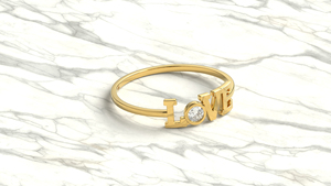 แหวนทองคำ 18K หรูหรา ประดับเพชรทรงกลม ตัวอักษร LOVE แหวนคู่รักสุดโรแมนติก แหวนซ้อนกันได้ เครื่องประดับชั้นดีสำหรับผู้หญิง - Product Image 3