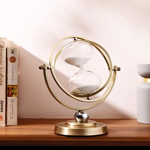 Elegant <b>Sand</b> <b>Timer</b> Glass And Metal Decorative Hourglass Tabletop Accent Ideal For Living Room Office And Library Decor - Product Image 2