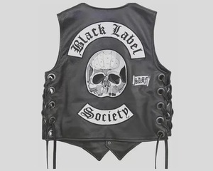 Chaleco de cuero negro para hombre, estilo motero, sin mangas, estilo rock - Product Image 3