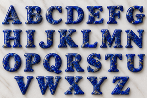 Letras del Alfabeto de Lapislázuli para Joyería, Gemas Minerales Azules Pulimentadas con Vetas Blancas Doradas, Tamaños de 5mm-30mm, Origen AF - Product Image 1