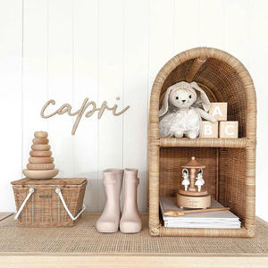 Étagère murale en rotin faite à la main de luxe, étagère de rangement décorative, organisateur de chambre d'enfant, étagère de présentation en osier naturel, style nordique minimaliste - Product Image 5