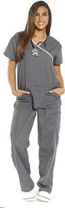 Ensemble de blouses et pantalons d'infirmière pour femmes, col en V, tissu sergé extensible respirant, uniformes d'infirmière par Waseem Impex - Product Image 4