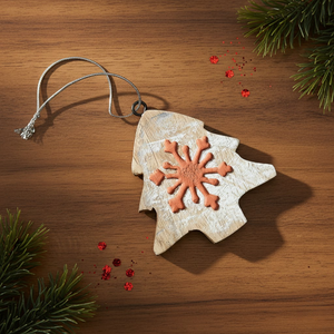 Ornement suspendu en forme de sapin de Noël en bois, décoré de fleurs |   Décorations de Noël festives pour la maison, cadeau, utilisation pour les fêtes - Product Image 2