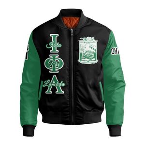 Veste universitaire personnalisée pour femmes Iota Phi Lambda, noire et vert émeraude, avec écusson grec sur le devant et le dos, numéro d'année, fermeture éclair, style bomber - Product Image 5