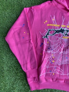 เสื้อฮู้ดสีชมพูขนาดใหญ่พิมพ์ลายใยแมงมุมประดับเพชรเทียม สไตล์ยูนิเซ็กส์ Y2K สตรีทแวร์สำหรับฤดูใบไม้ร่วง - Product Image 4