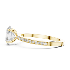 แหวนหมั้นเพชรทรงรีหรูหรา ประดับเพชรแบบพาเว่ วงแหวนทองคำขาว 14K 18K  ผู้ผลิตเครื่องประดับสั่งทำพิเศษ - Product Image 5