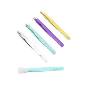 แหนบดึงขนคิ้วพร้อมหวี ด้ามจับหลากสี ผลิตจากสแตนเลส ใช้ได้สองด้าน สำหรับตกแต่งทรงคิ้ว รับผลิตแบบ OEM ODM - Product Image 2