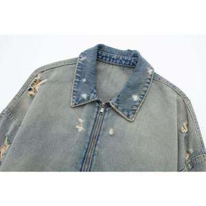 Loose Fit Women's <b>Denim</b> <b>Jacket</b> 90s Style, Everyday Wear Eco-Friendly Cotton Lining for Women - Product Image 4