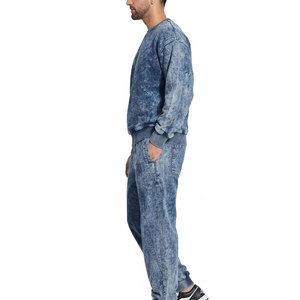 ชุดวอร์มผู้ชายแบบย้อมสีเอซิด พร้อมเสื้อสเวตเชิ้ตและกางเกงขายาว ผ้าเนื้อนุ่ม ใส่สบาย เหมาะสำหรับใส่ในชีวิตประจำวันและสไตล์ลำลอง - Product Image 2