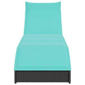 Chaise longue pliante en rotin PE noir standard, acier thermolaqué - Product Image 5