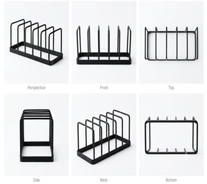 Iron Plate <b>Rack</b> for Kitchen, 5 Slot Heavy Duty <b>Dish</b> Organizer Stand, Rust Resistant Black Plate Holder - Product Image 4