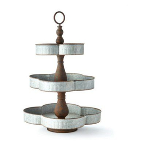 3 <b>Tier</b> Galvanized Metal <b>Cake</b> Stand Farmhouse Tiered Serving Tray for Wedding Dessert Display Cupcake Holder and Party Stand - Product Image 1