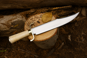 Handmade Movie Bowie <b>Knife</b> 1095 Carbon Steel Blade <b>Bone</b> <b>Handle</b> With Leather Sheath - Product Image 4