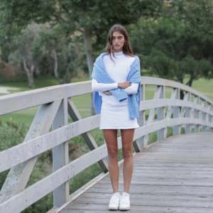 Women's White Pleated Tennis <b>Skirt</b> With <b>Elastic</b> Waistband Above Knee Length Casual Style For Golfing And Daily Wear - Product Image 2