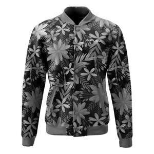 Chaqueta Bomber Floral para Hombre Inflow, Negra y Gris, con Estampado por Sublimación, Cuello Camisero, Corte Regular, Estilo Casual de Primavera - Product Image 1