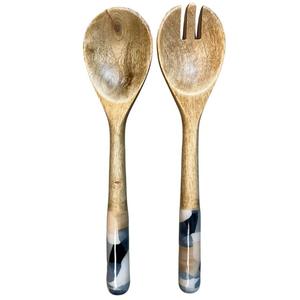 Cuchara para Ensalada de Madera de Mango Hecha a Mano de Alta Calidad con Mango Esmaltado, Utensilio de Cocina para Servir - Product Image 2