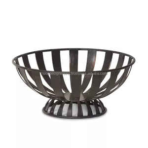 Multi-Purpose Simple Unique Design <b>Wire</b> <b>Basket</b> Metal <b>Black</b> Copper Antique Vintage Fruit <b>Basket</b> for Home Use Food Display Storage - Product Image 2