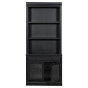 Libreria Moderna Alta 212 cm con 2 Ante in Vetro e 1 Cassetto, Scaffale per Soggiorno con Ripiani Aperti, Arredamento per la Casa - Product Image 5