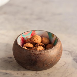 Handcrafted Acacia Wood Geometric Etched Bowl | Wholesale Wooden Fruit Bowl India - Product Image 1