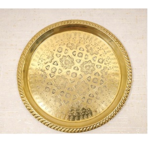 Plateau de service rectangulaire en laiton massif doré de haute qualité, finition dorée, décoratif, pour la maison - Product Image 3