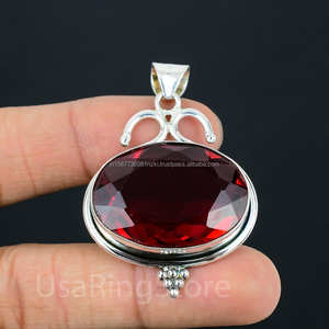 925โกเมนเงินแท้จี้อัญมณีทำมือจี้โกเมนของขวัญสำหรับแม่ของเธอสำหรับสร้อยคอ - Product Image 1