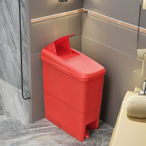 KC Green GR-766 Sanitary Waste Disposal Foot Pedal Rectangular PP 21L <b>Lid</b> Indoor Use - Product Image 3