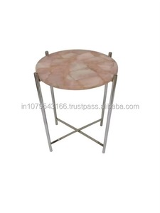 Elegant Marble Top Side Table with Steel <b>Frame</b> Modern Accent Furniture <b>for</b> Living Room Bedroom Office and Contemporary HomeDecor - Product Image 2