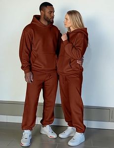 Men's Solid Color Hooded <b>Tracksuit</b> 100% Cotton Casual Full Sleeve Autumn Wear with Side Pockets and Elastic Waist - Product Image 6