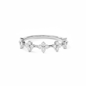 Bague de mariage en or massif 10K 14K avec diamant de laboratoire rond, empilable, design trèfle, pour anniversaire et fiançailles, vente en gros - Product Image 3