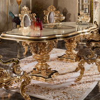 Ensemble de salle à manger rectangulaire en bois massif peint à la main, design européen, collection de meubles de palais, Majestic Plaza Luxury