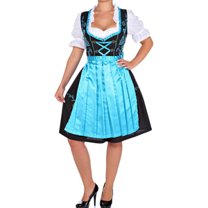 Robe bavaroise traditionnelle à manches courtes, style Dirndl, avec lacets, tenue une pièce pour femmes adultes - Product Image 2