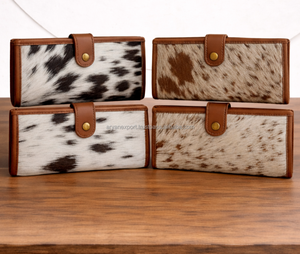 กระเป๋าสตางค์หนังวัวแท้สำหรับผู้หญิง กระเป๋าใส่สมุดเช็คแบบยาวพร้อมตัวล็อคแบบกระดุม ช่องใส่บัตร และกระเป๋าคลัทช์ขนาดใหญ่ - Product Image 4